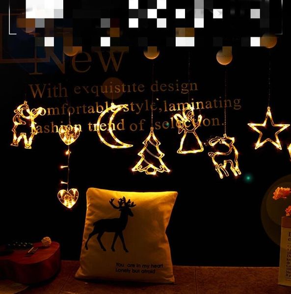 

led christmas light string suction cup hanging lamp star string lights window room decoration lights bells snowflake tree boutique cz102601a