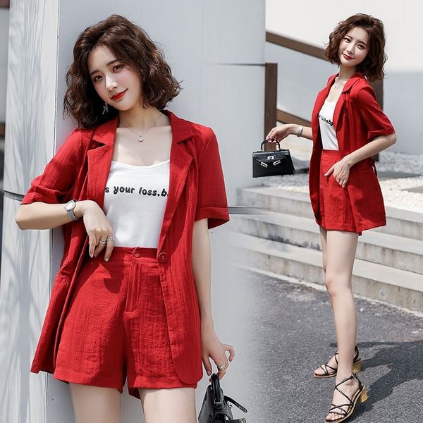 

snlnr shorts women's summer 2020 new style suit dy4uj shorts fashionable small temperament casual two-piece suit korean, Gray