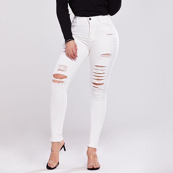 

elegent push up ripped jeans for women white stretch aesthetic skinny jeans woman, Blue