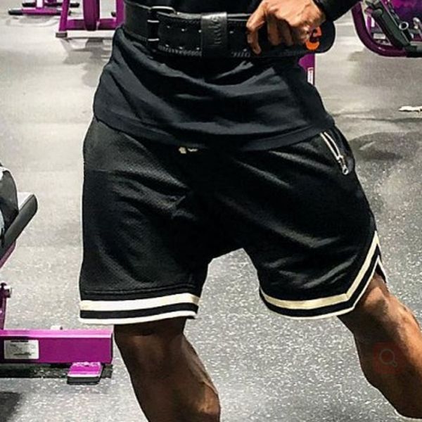 

2020 fashion men's summer mesh quick-drying breathable casual track gym sports training bodybuilding shorts, White;black