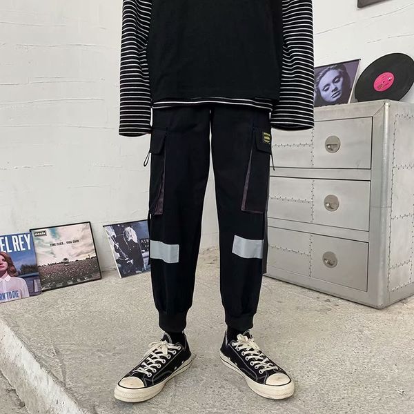 

men's summer korean trend nine point thin sports men's loose overalls pants casual pants casual pantslegged fashionable overalls e, Blue