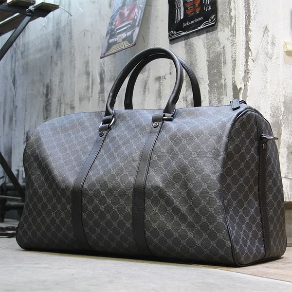 

designer bags fashion men travel tote bags leather plaid trips handbags travel duffle black shoulder bags for male