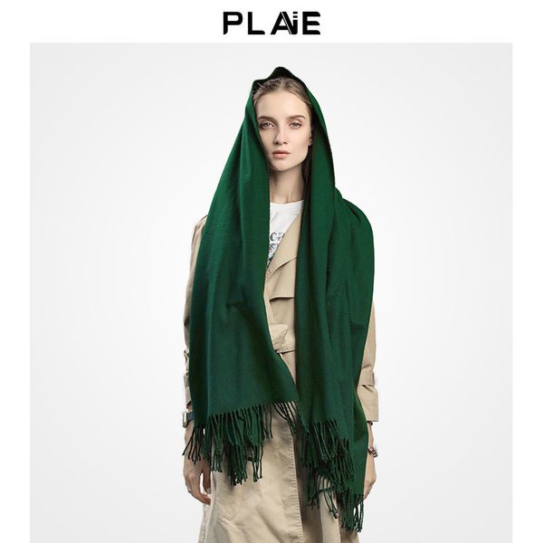

scarf women's winter dark green versatile ins fashionable shawl dual purpose korean student fashion pure warm neck, Blue;gray