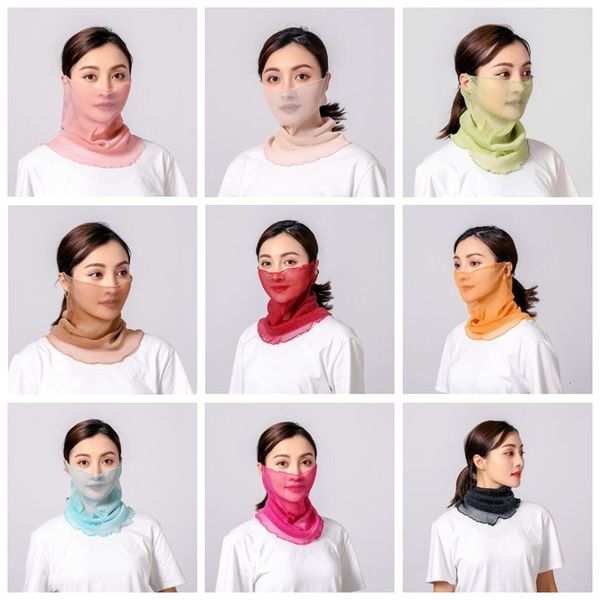 

silk scarves sunscreen face mask summer ladies masks outdoor riding face cover dustproof head wrap neck collar solid bandanas turban b7415