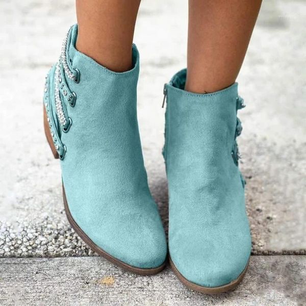 

winter women boots ankle boots low-heels round toe suede ladies casual zipper shiny crystal short booties for females1, Black