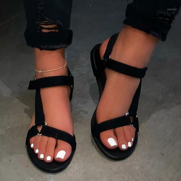 

summer women's flip-flops flat sandals women strappy open toe casual beach shoes women roman sandals zapatos de mujer #g31, Black