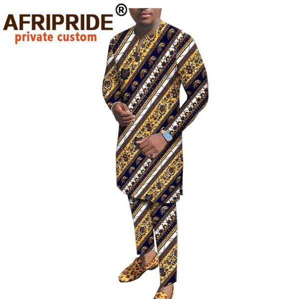

2020 african men clothing set dashiki print blouse shirts and ankara pants floral outfits outwear afripride a1916012 1004, Gray