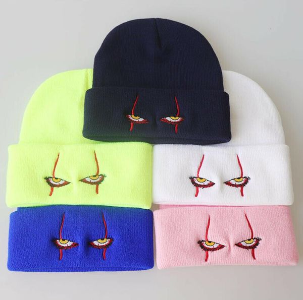 Crianças inverno macio outdoor beanie chapéu palhaço tampa legal olhos assustadores tricotados capuz para crianças adultas vestido de fantasia adereços