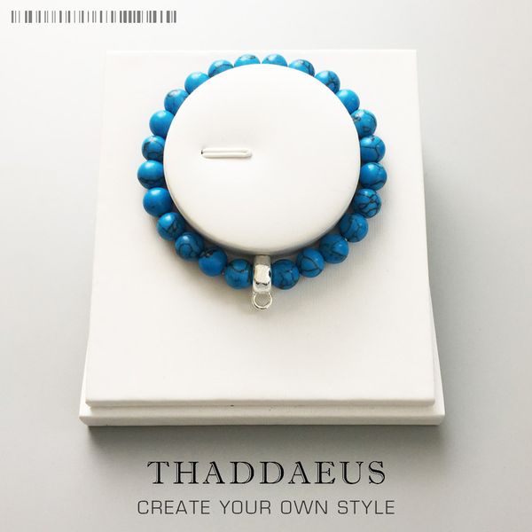 

blue stone round bead bracelet,thomas style glam fashion good jewerly for women, ts gift in 925 silver,super deals 1028, Black