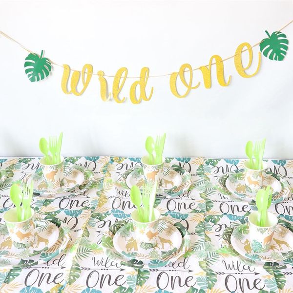 

тарелка fengrise wild one одноразовая партия посуда birthday party decor kids одноразовые бумажный стаканчик baby shower партии поставки bby