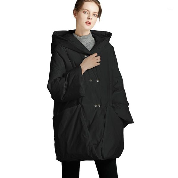 

new list fashion regular type ladies down jacket big pocket stitching 2019 winter new thickening 90% white duck down coat short1, Black