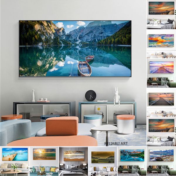 Paesaggio naturale Poster Tela Pittura Immagine murale Cielo Mare Alba Arte murale Stampata su tela Home Office Living Room Decor