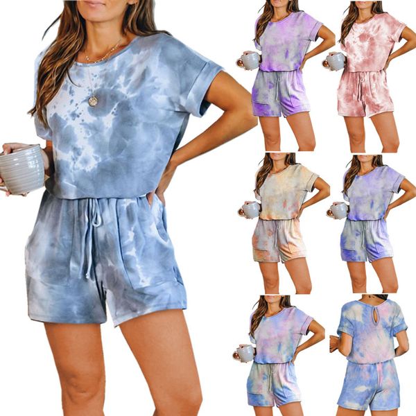 

summer women jumpsuit clothes casual bodysuit tie dye short sleeve t-shirt biker shorts rompers plus size, Black;white