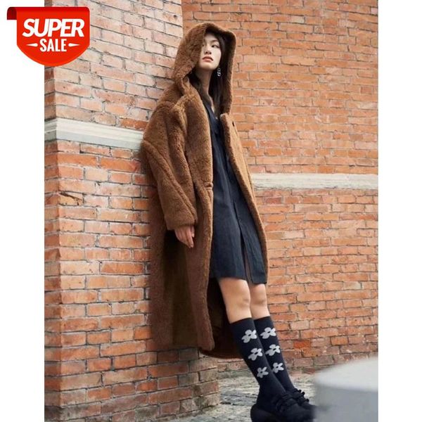 

ins m design alpaca wool silk star coat oversize winter outwear warm overcoat real sheep shearling fur coat teddy #gp80, Black;brown