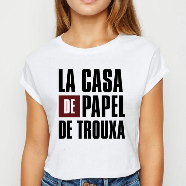 

la casa de papel de trouxa tshirt female loose spring summer t shirt harajuku comfortable white round collar t-shirt
