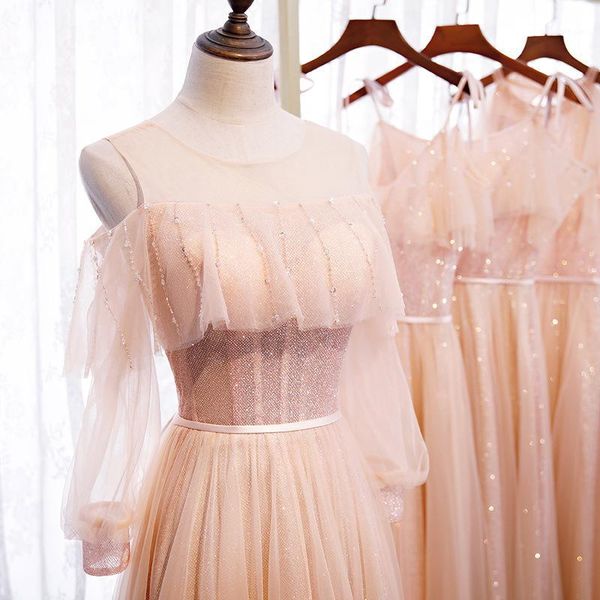 

4 style full length light pink female fashion stage show performance dress woman spring summer beach maxi mesh dresses1, Red