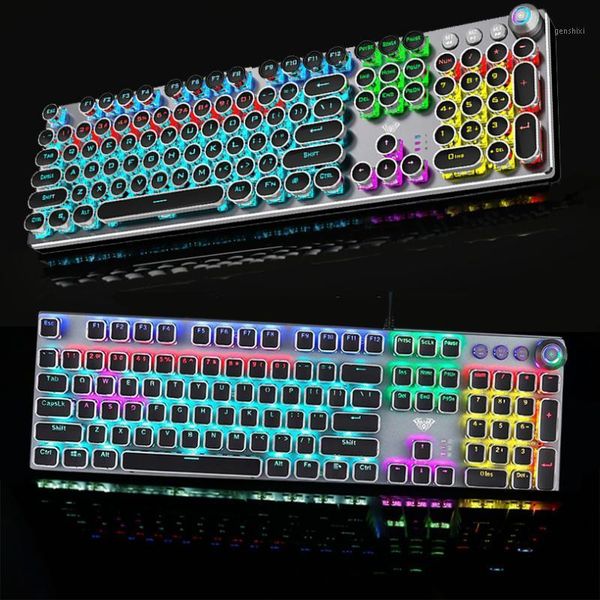 

keyboards listing104-key macro definition gaming keyboard deskmultimedia rotary button mechanical keyboard+stickers gift1