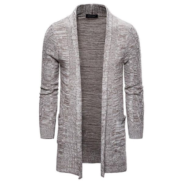 

men's sweaters wool cardigan solid color autumn winter wear thick slim fit long jacket cotton knitted, White;black