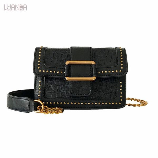 

crossbody bags for women leather handbags fashion brand simple flap designer shoulder bag with rivet stone pattern messenger bag