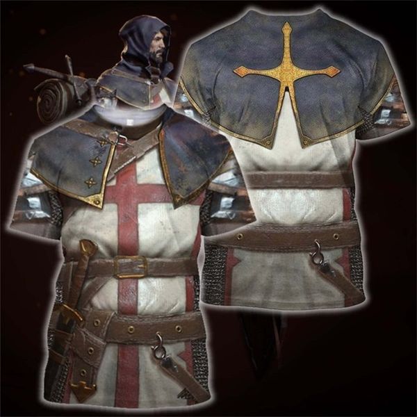 

knights templar men summer 3d print shirts hippie oversized humor men clothing