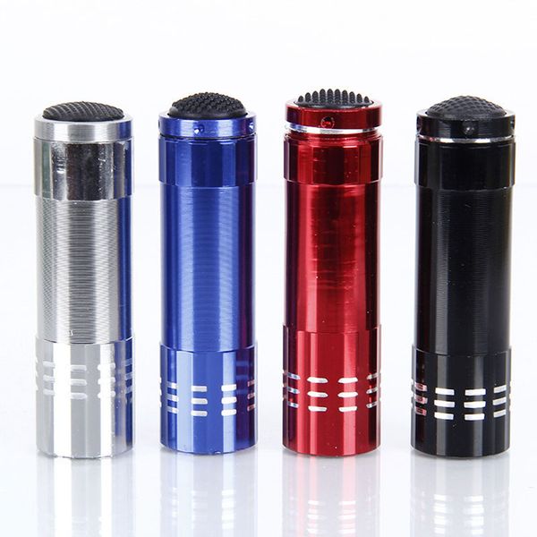 

promotional 9 led light flashlights with custom laser engraved brand name or logos 4 colours available, Silver