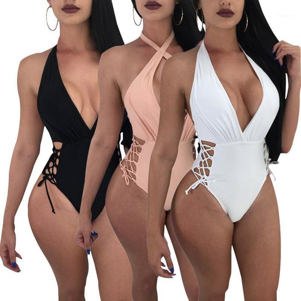 

the new summer collection of women's neckline jumpsuit is a full-color bikini1, Black;white