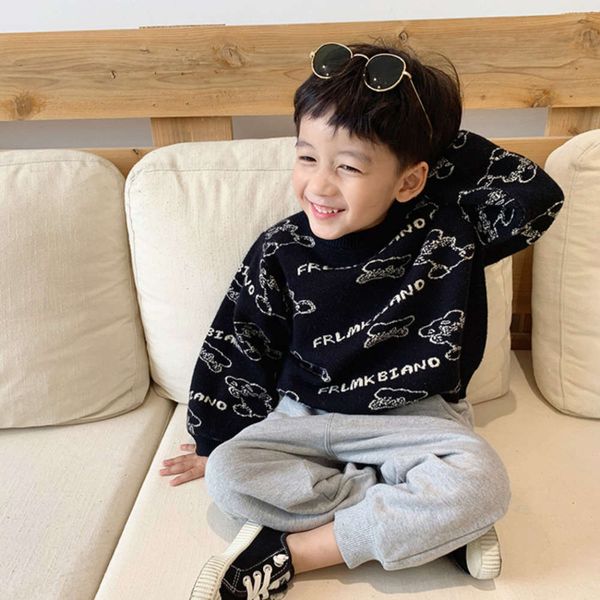 

pullover boys' girls' baby winter sweater thickened black children's spring and autumn, Blue