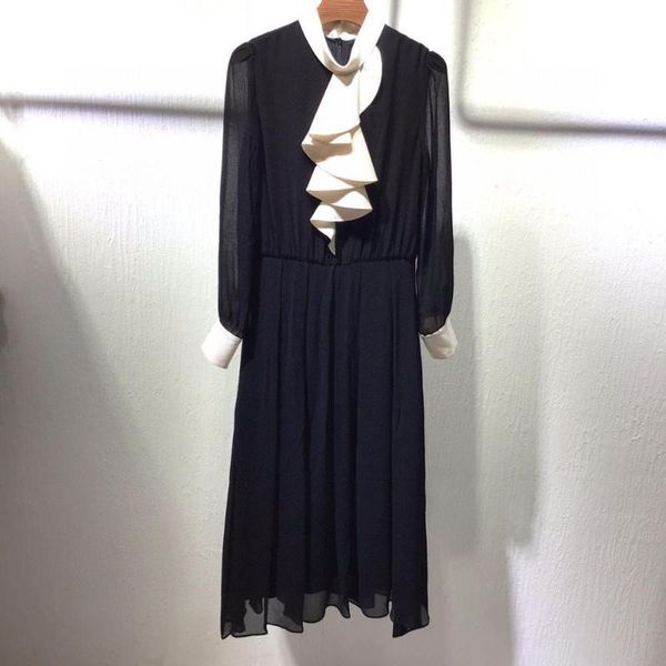 

casual dresses 2021 runway fashion long sleeve women dress, Black;gray