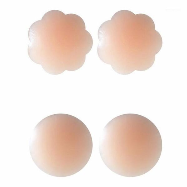

1 pair reusable self adhesive silicone lift up breast nipple cover bra pad invisible breast petals for party dress ##61, Black;white