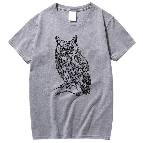 

xin yi men's casual short sleeve o neck loose owl printed cool for sport hooded sweatshirt hoodie men t shirt