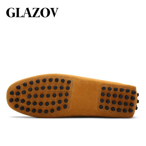 

glazov brand big size 38-49 cow suede leather men flats new men casual shoes men loafers moccasin driving shoes 201012, Black