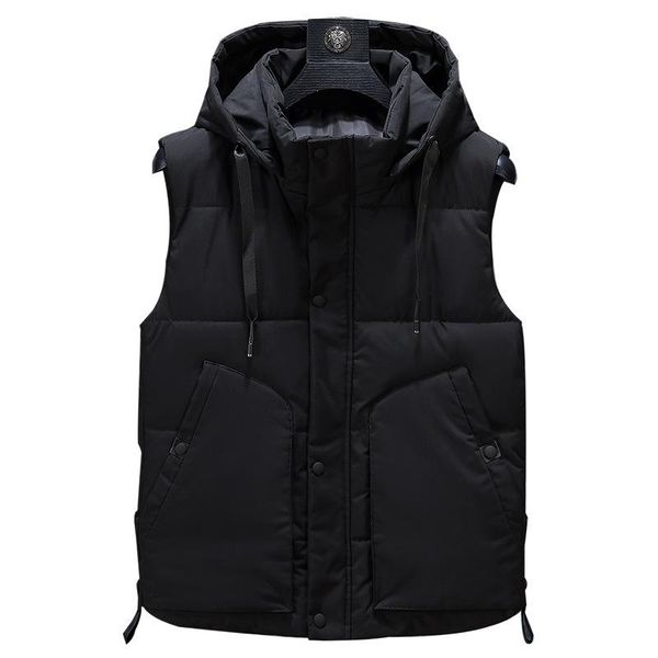 

winter vest men plus size 7xl 9xl 9xl 11xl casual winter sleeveless jacket male hooded thick warm parka jacket waistcoat men, Black;white