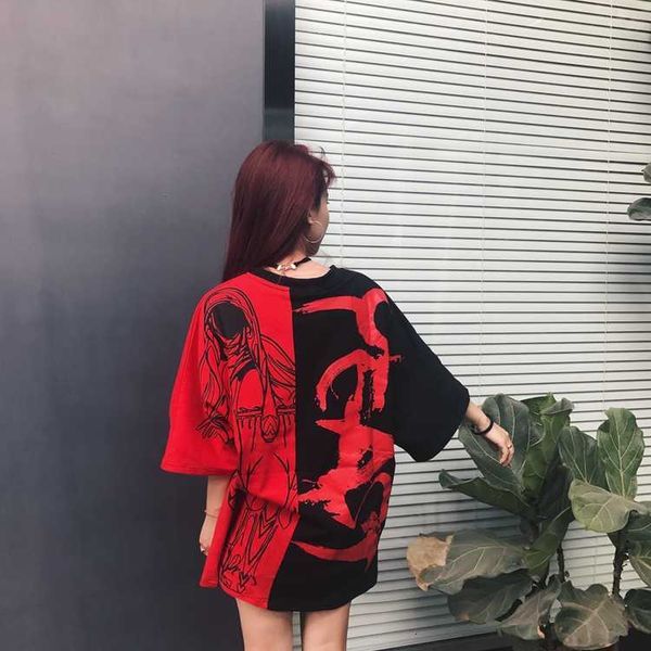 

women summer patchwork hip hop punk t shirt oversized cotton tee shirts couple harajuku casual streetwear clothes drop shipping, White