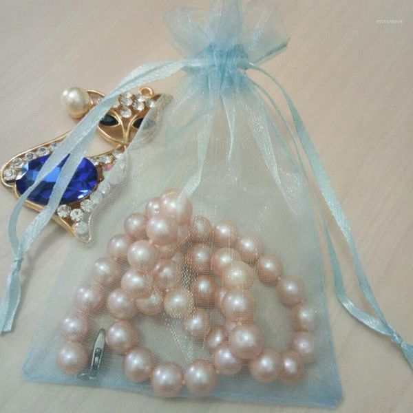 

jewelry pouches, bags 100 sky blue drawable organza bag drawstring pouch wedding birthday christmas party gift packaging display supplies1, Pink;blue