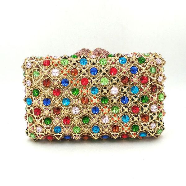 

bridal wedding party purse elegant crystal purses wallet women evening party handbag fashion diamonds rainbow crystal clutches