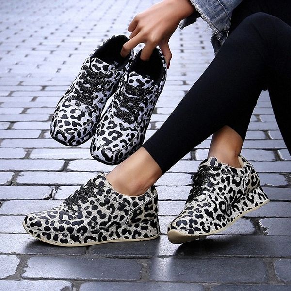 

new leopard fashion women's shoes 6cm thicker heighten sole woman footwear temperament wild sneakers for ladies zapatos de mujer #2t8x