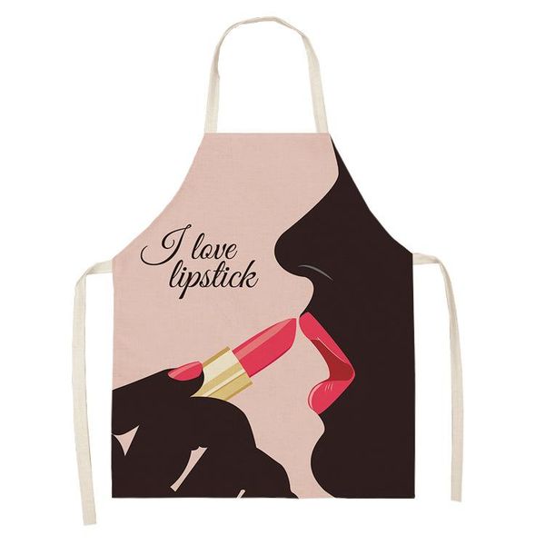 

ретро printed искусство кухня wear кулинария дом нагрудники для чистки взрослых губы красного кука фартуки хлопок 1шт 5365cm фартук белье wq