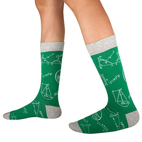 

1pair thickened men socks portable outdoor sport daily math printing elastic polyester casual middle tube non slip anti scratch1, Black
