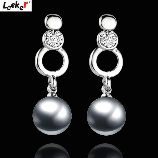 

leeker vintage ювелирных изделий серой белая имитация pearl серьга женщина петля wedding earings 199 lk1, Silver