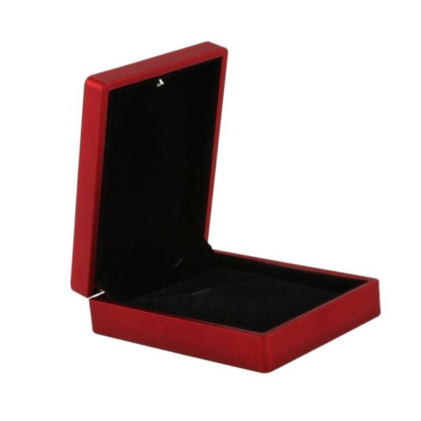 

led lighted necklace box rubber + plush pendant case for jewelry display wedding valentine's day gift (red, Pink;blue