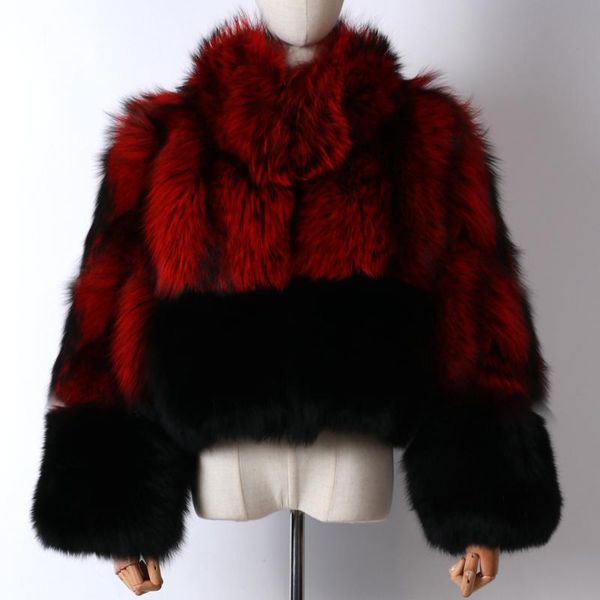 

women's fur & faux real ladies women natural silver jacket, Black