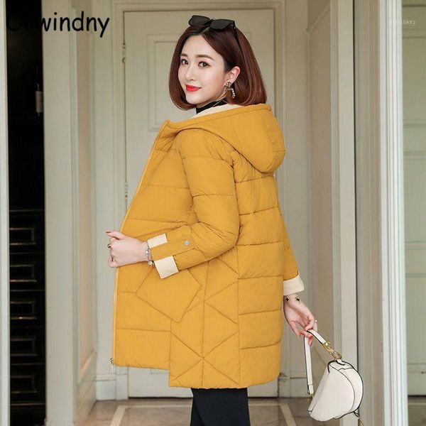 

women's down & parkas orwindny long winter coat women warm cotton padded fashion big pockets jacket female hooded snow wear coats plus, Black
