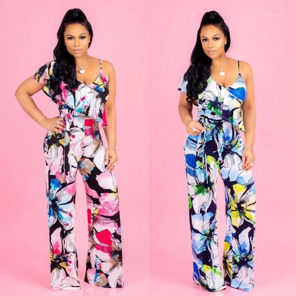 

floral digital print strap women jumpsuits women one piece jumpsuits1, Black;white