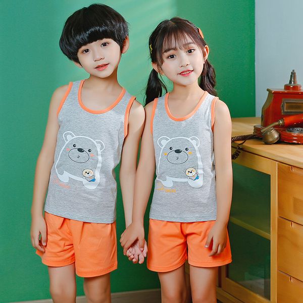 

summer kids pajamas boys girls cotton sleepwear toddler animal pajamas sets baby girl clothes nightwear pyjamas kids baby pijama c1019, Blue;red