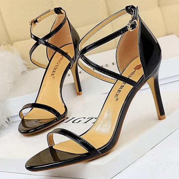 

2021 women 8cm 11cm high heels female low heels woman roman nude fetish sandals lady gladiators summer stripper platform pumps, Black