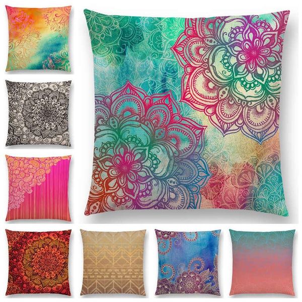 

exotic art colorful flower gorgeous floral doodle geometry mandala coral paisley pattern cushion cover sofa pillow case