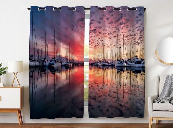 

hommomh blackout curtains 2 button bedroom curtains sunset yacht