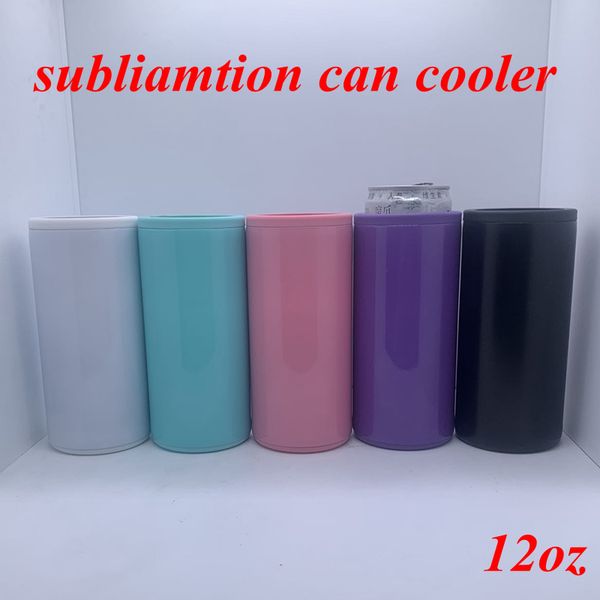 

diy heat sublimation can cooler 12oz slim straight can insulator blank skinny double wall stainless steel vacuum cooler diy gifts yfa2636