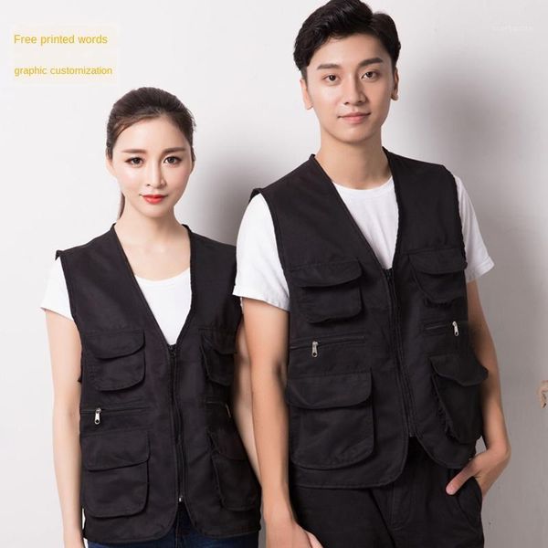 

2020 spring autumn clothes sleeveless cargo vest women men's pgraphy waistcoat work vests outdoors vest plus large size 4xl1, Black;white
