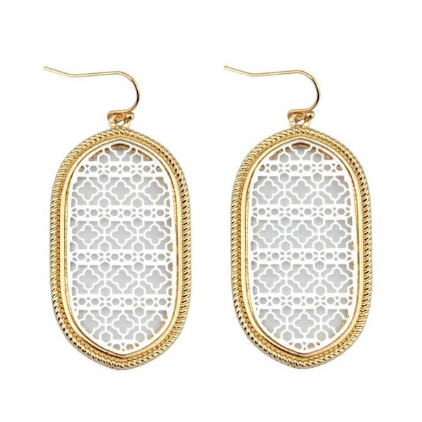 

dangle & chandelier zwpon gold filigree trellis oval earrings for women fall fashion jewelry geometric cutout clover, Silver